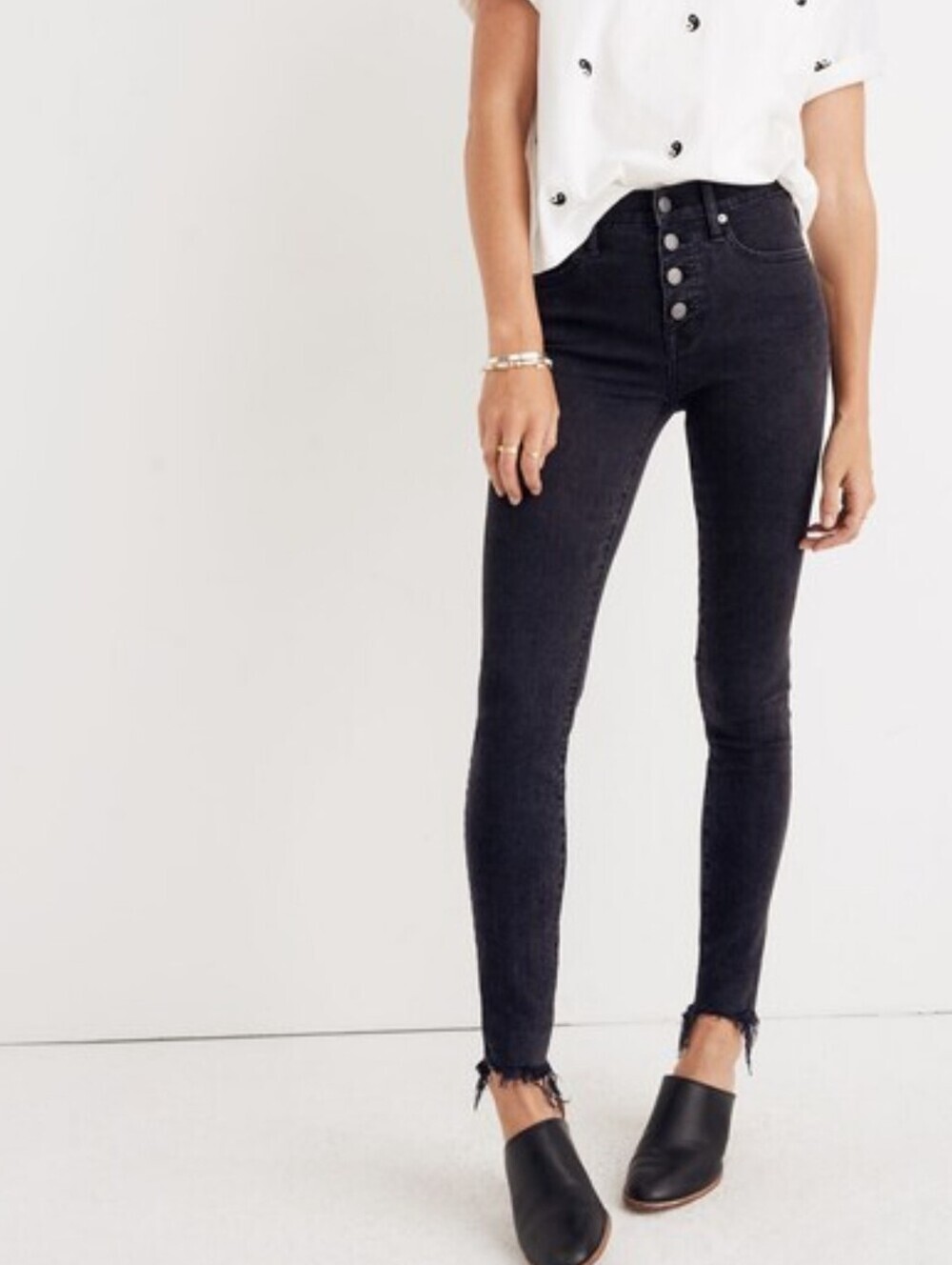 Madewell 9" High-Rise Skinny Jeans in Berkeley Black Skinny  with Button Fly